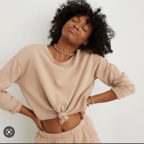 Aerie Sunset Terry Fleece Long Sleeve Sweatshirt and Shorts - Picture 2 of 15